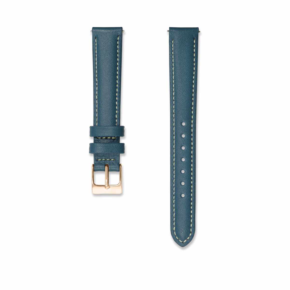 Bracelet cuir bleu jean 14mm Bracelets de montres CHARLIE Or rose