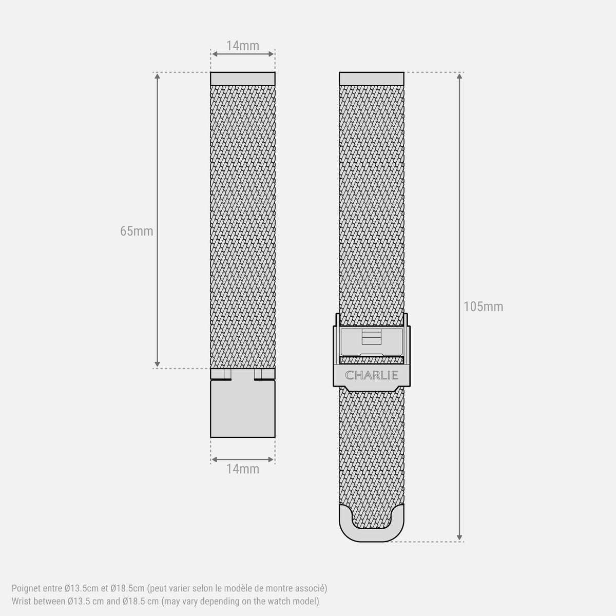 Bracelet en maille milanaise acier 14mm
