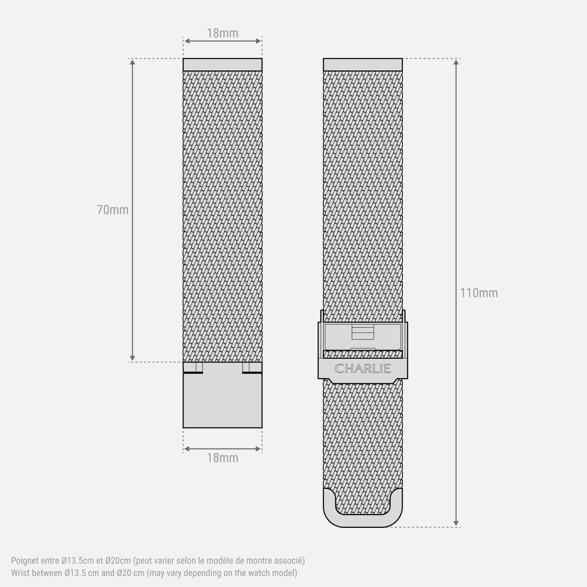 Bracelet en maille milanaise acier 18mm