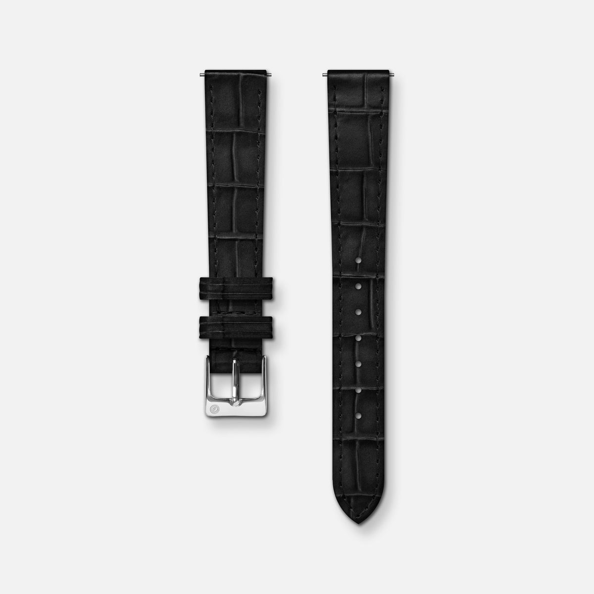 Bracelet cuir crocograin noir 14mm Bracelets de montres CHARLIE Acier