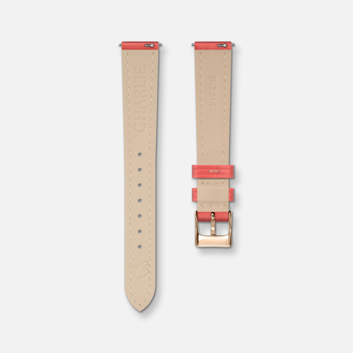 Bracelet cuir rose hibiscus 14mm Bracelets de montres CHARLIE