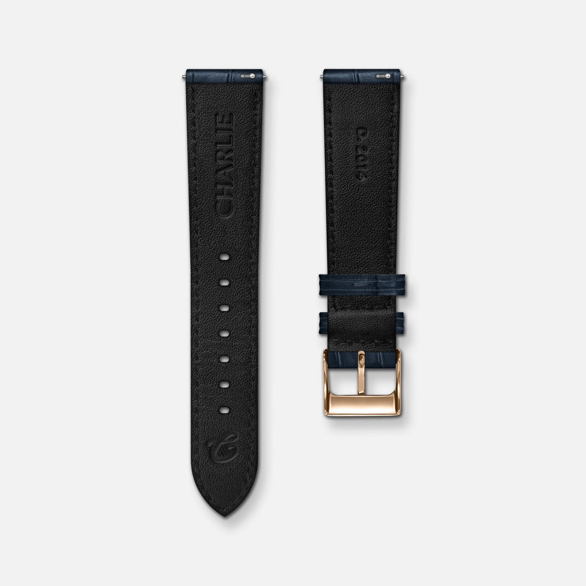 Bracelet cuir crocograin bleu 18mm Bracelets de montres CHARLIE