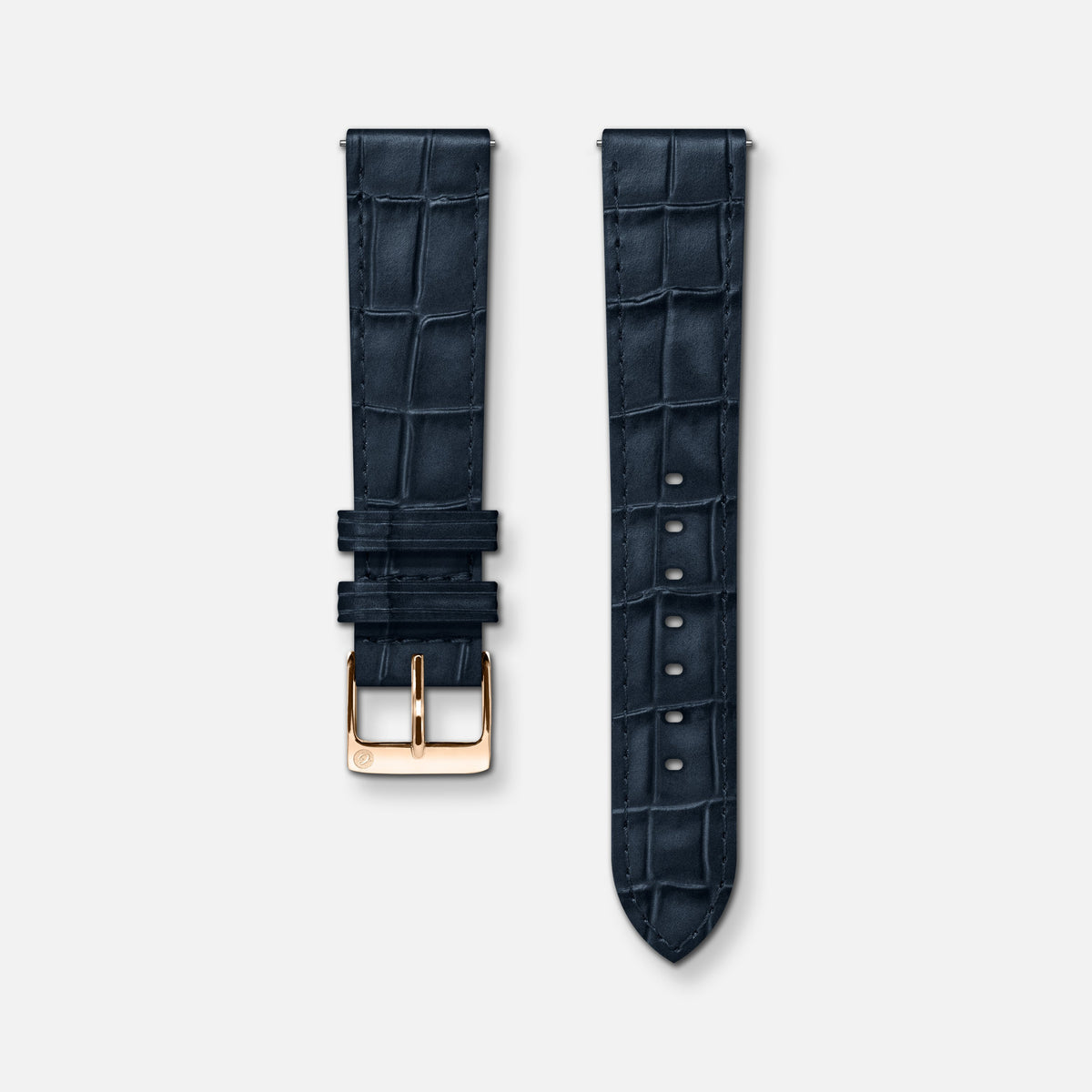 Bracelet cuir crocograin bleu 18mm Bracelets de montres CHARLIE Or rose