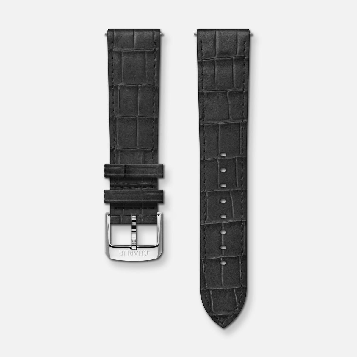 Bracelet cuir crocograin gris 20mm Bracelets de montres CHARLIE Acier