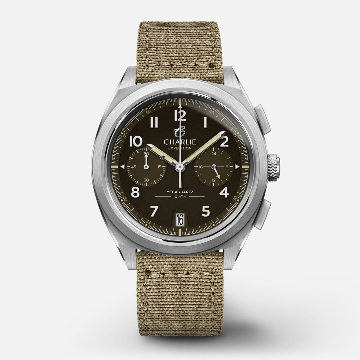 GR - Mecaquartz Chronographe - Brun Montres CHARLIE Nylon beige