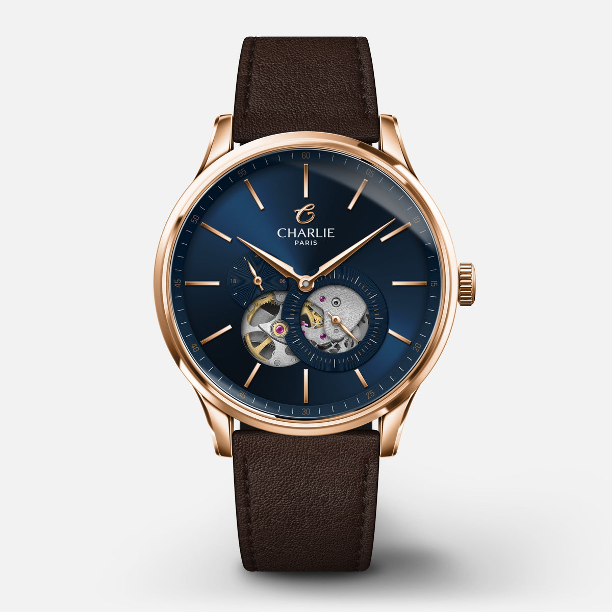 INITIAL - Öppet hjärta - Rose Gold & Blå