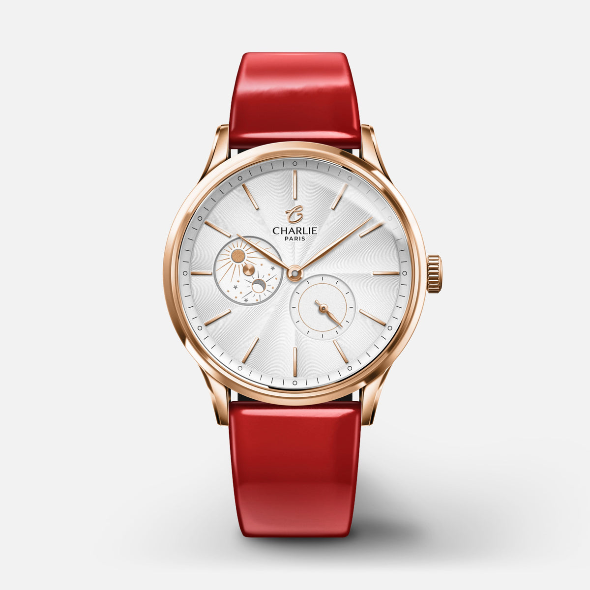 Bracelet cuir vernis rouge 18mm