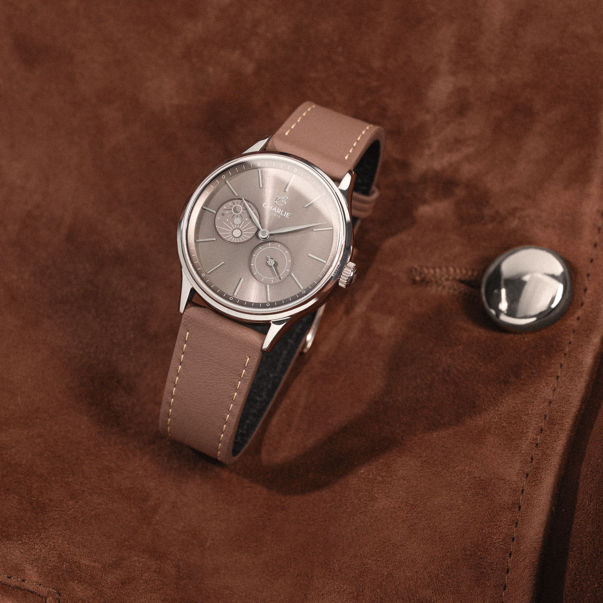 Bracelet cuir taupe 18mm