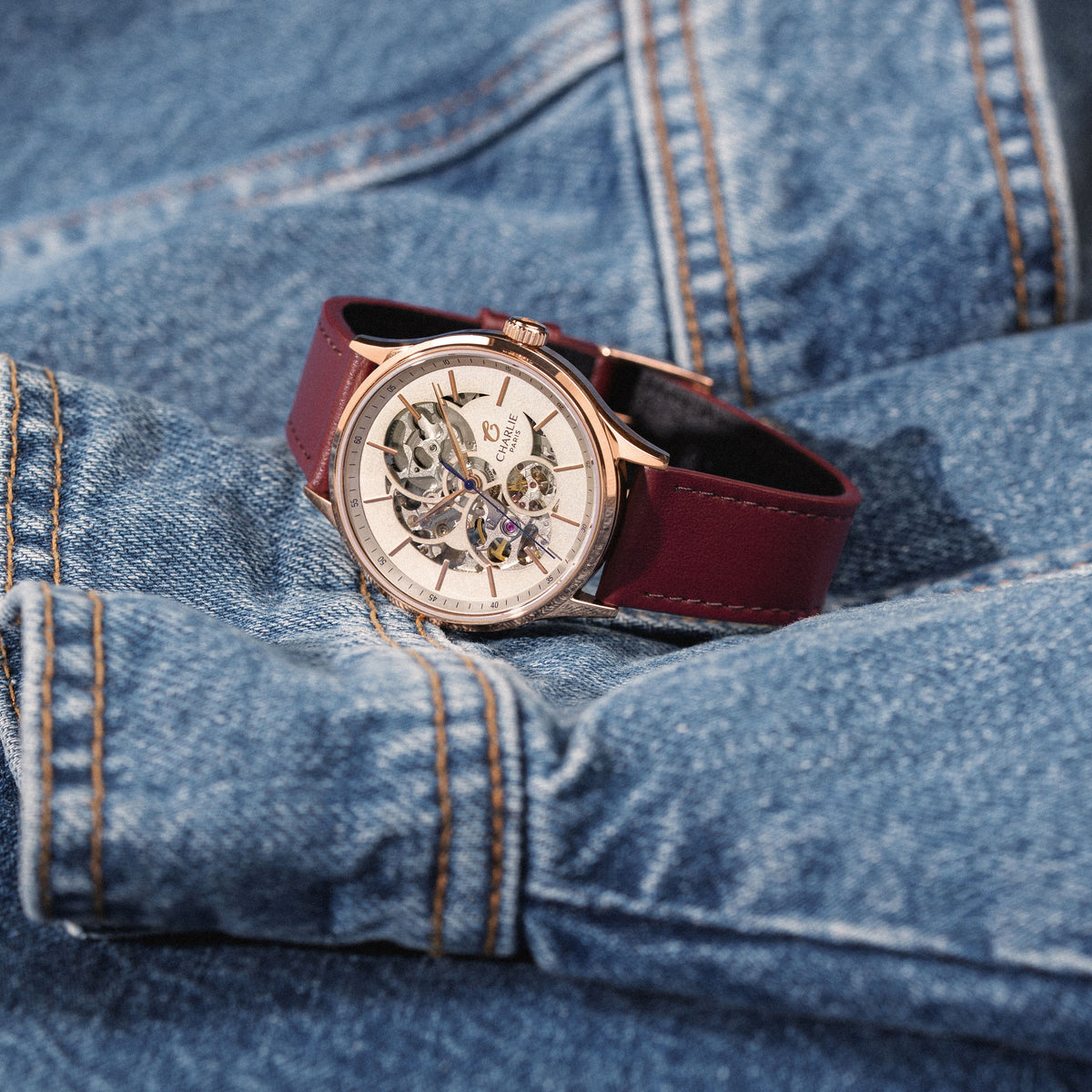 Bracelet cuir bordeaux 18mm