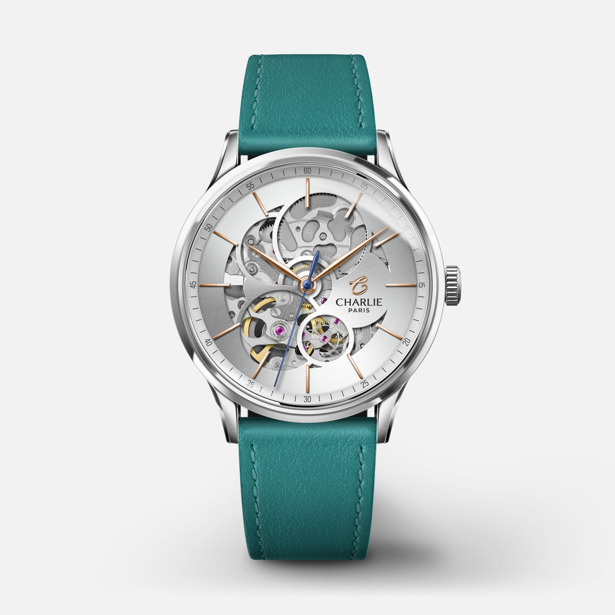 INITIAL 36 - Automatique Ajourée - Acier Montres CHARLIE Cuir paon