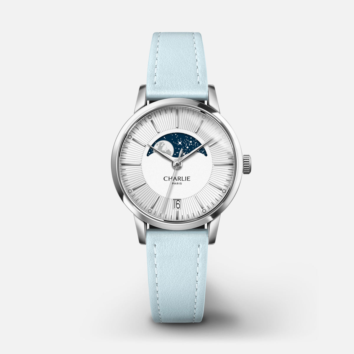 Bracelet cuir bleu azur 14mm Bracelets de montres CHARLIE