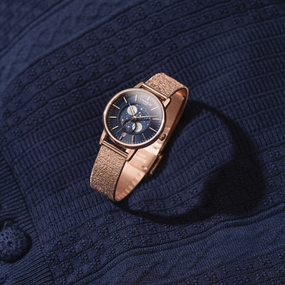 SULLY - Phase de Lune - Doré rose & Bleu