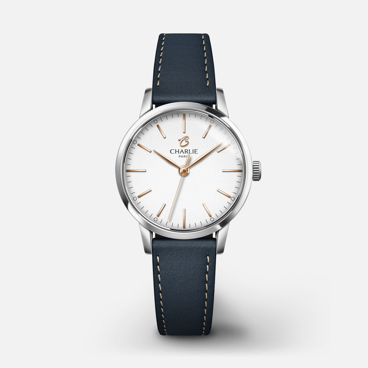 SULLY - Quartz - Acier Montres CHARLIE Cuir bleu