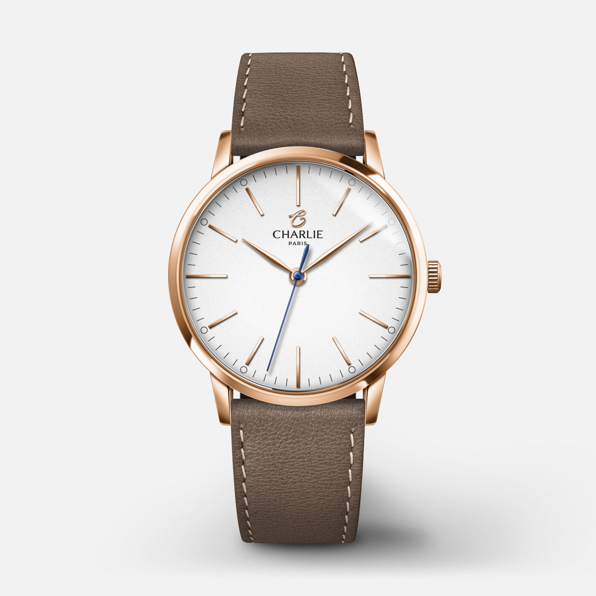 SULLY 35 - Quartz - Doré rose Montres CHARLIE Cuir taupe