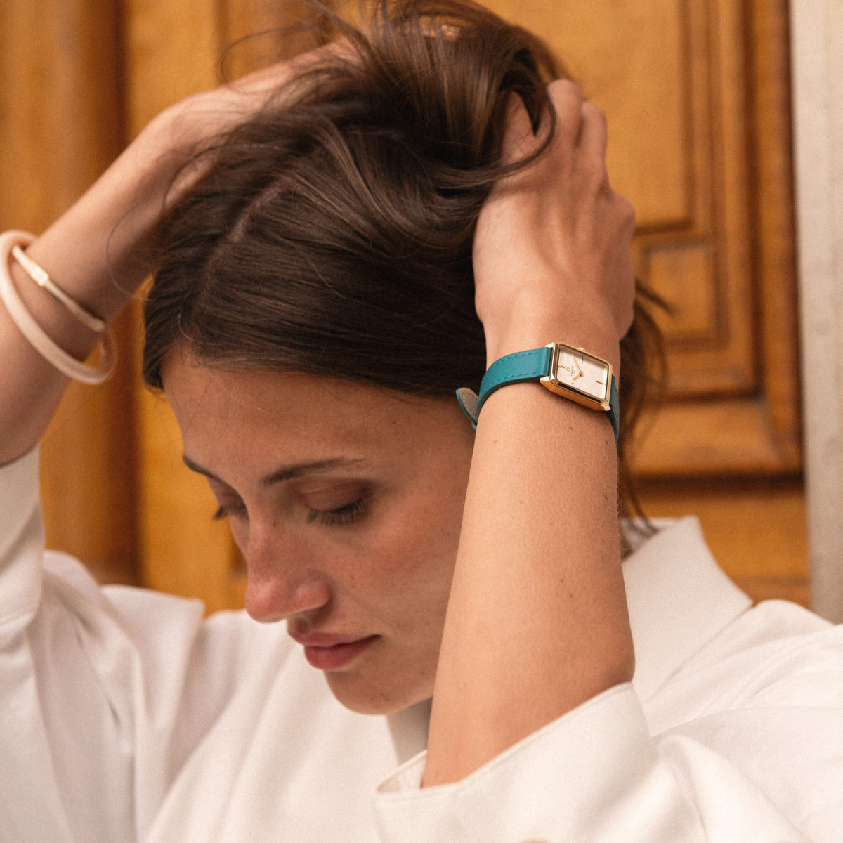 Bracelet cuir paon 14mm