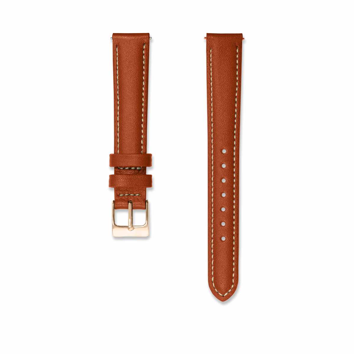 Bracelet cuir terracotta 14mm Bracelets de montres CHARLIE Or rose