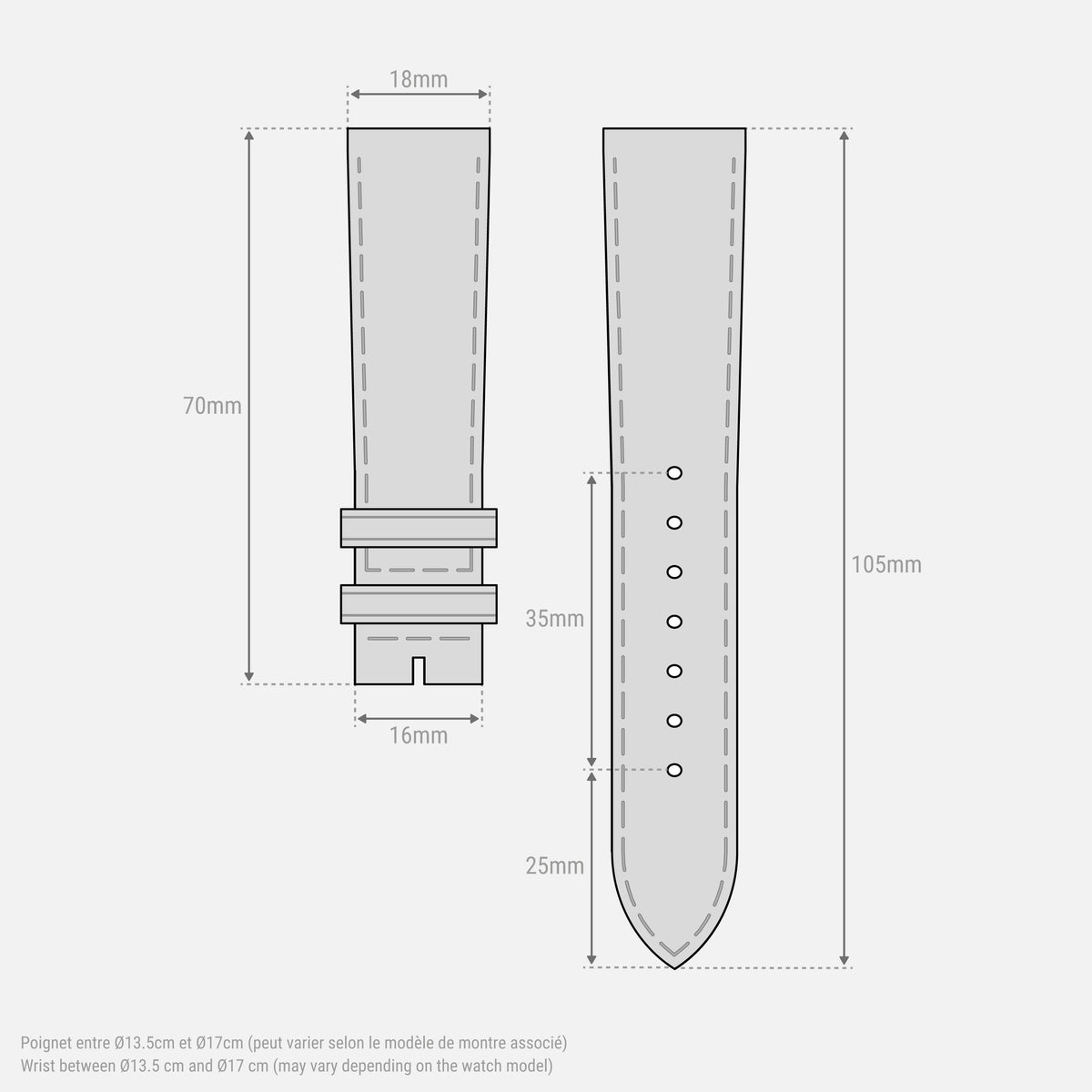 Bracelet cuir vert 18mm