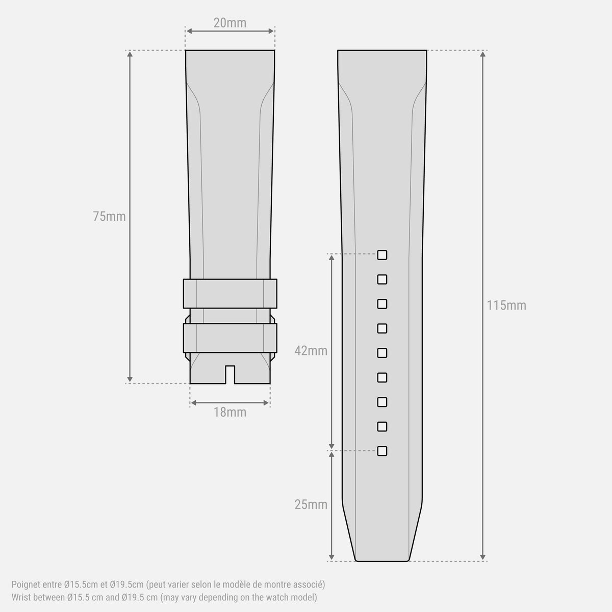 Bracelet caoutchouc bleu NBR 20mm