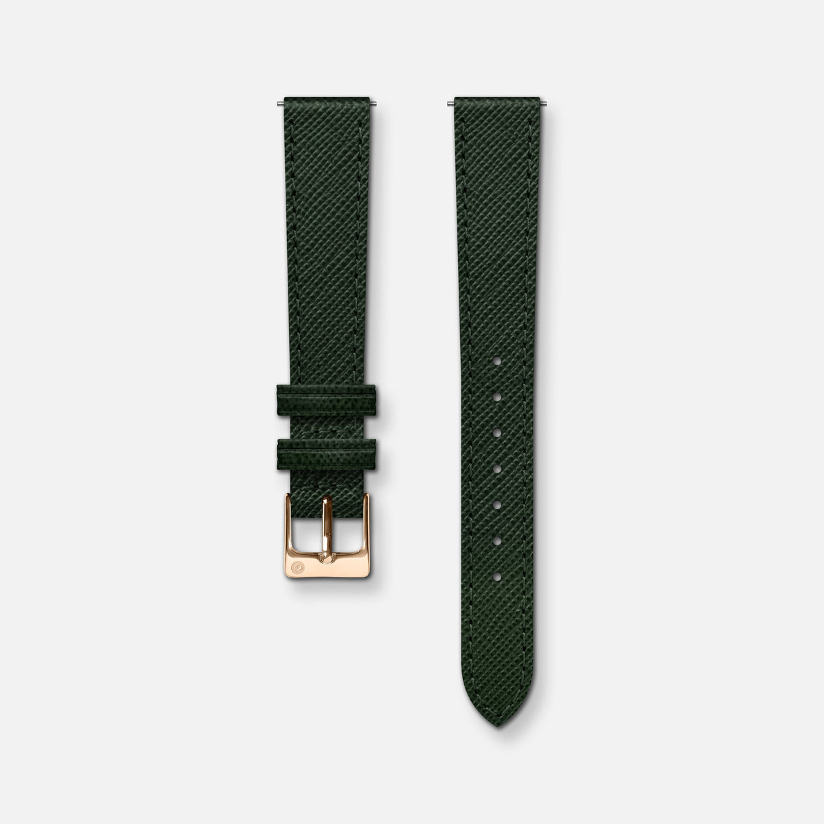 Bracelet cuir saffiano vert 14mm Bracelets de montres CHARLIE Or rose