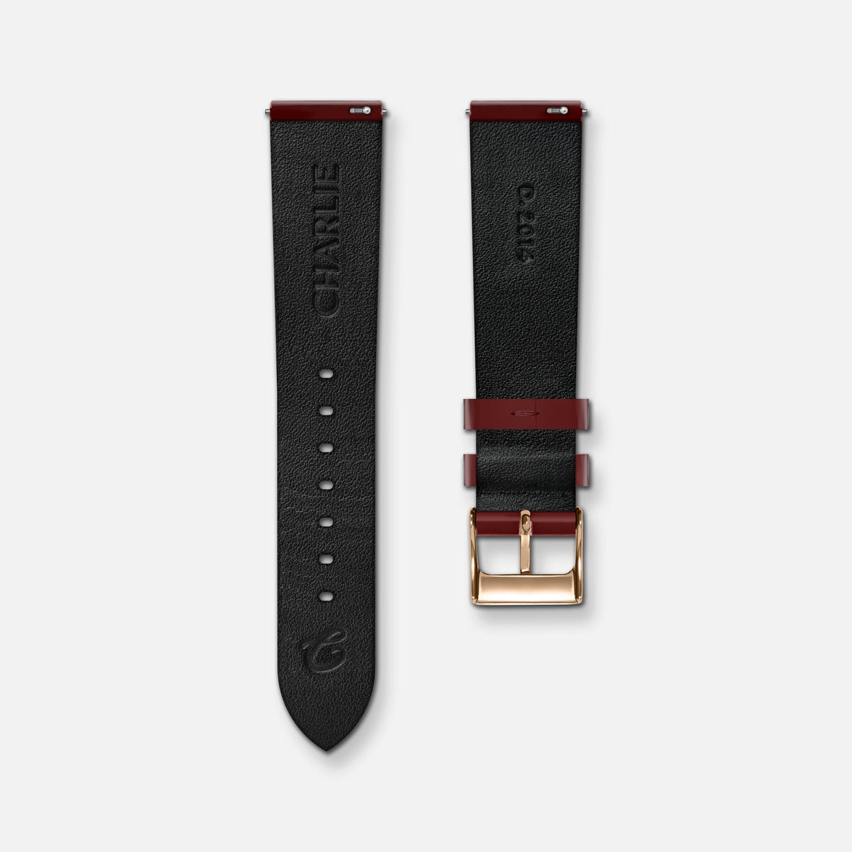 Bracelet cuir vernis bordeaux 18mm Bracelets de montres CHARLIE