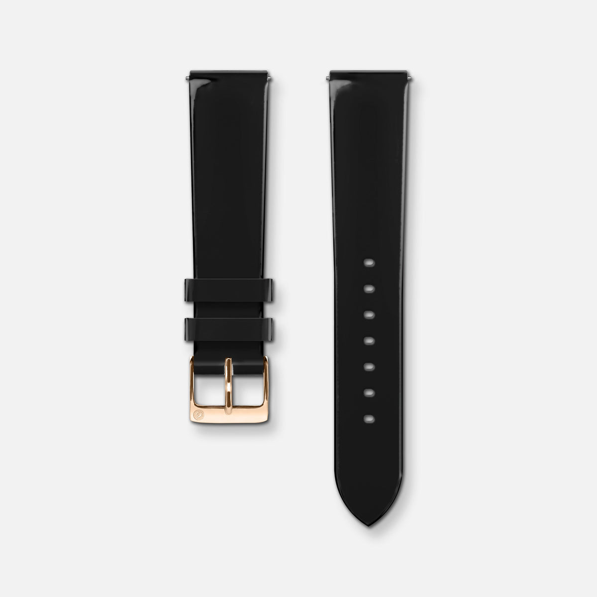 Bracelet cuir vernis noir 18mm Bracelets de montres CHARLIE Or rose