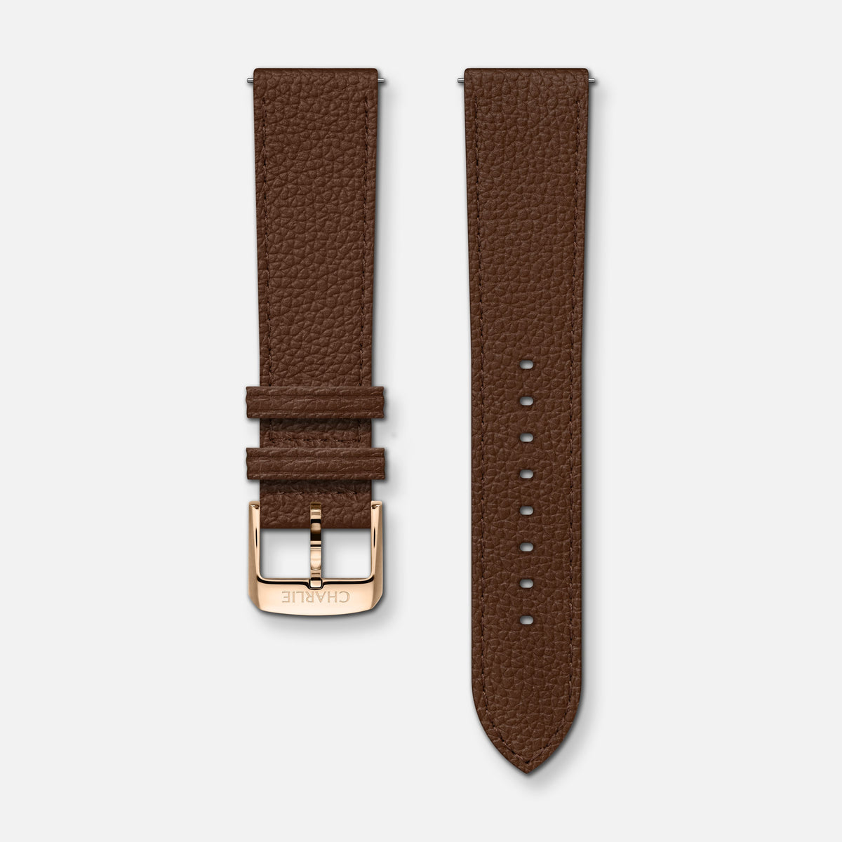 Bracelet cuir grainé marron 20mm Bracelets de montres CHARLIE Doré