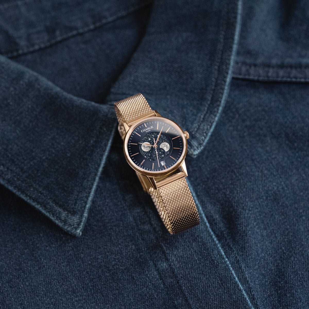 SULLY - Phase de Lune - Doré rose & Bleu