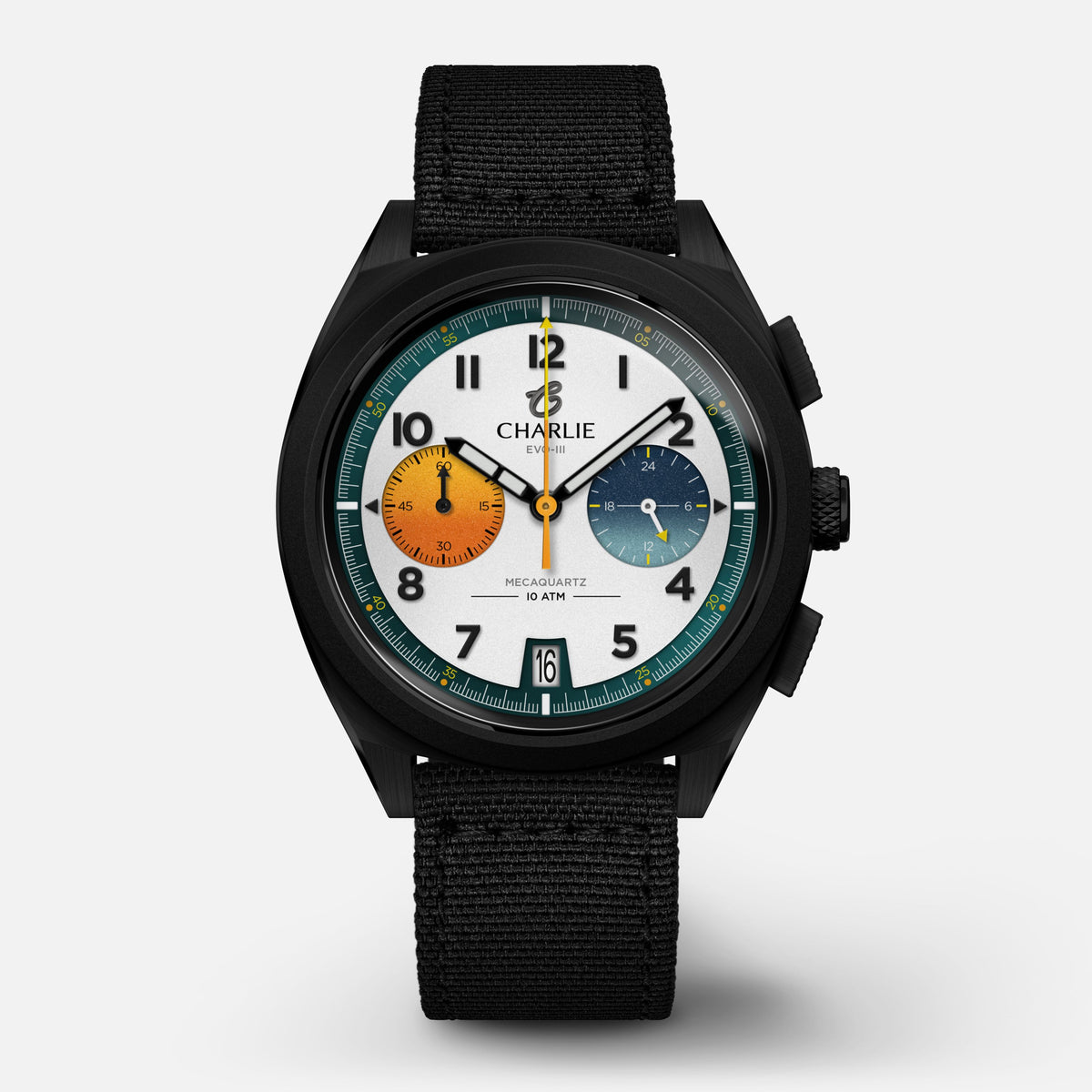 GRX - Mecaquartz Chronographe - EVO-III Montres CHARLIE Nylon noir