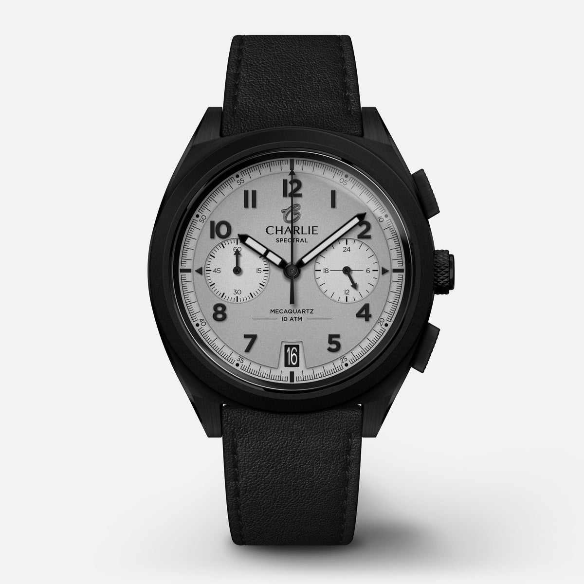 GRX - Mecaquartz Chronographe - Spectral Montres CHARLIE Cuir noir