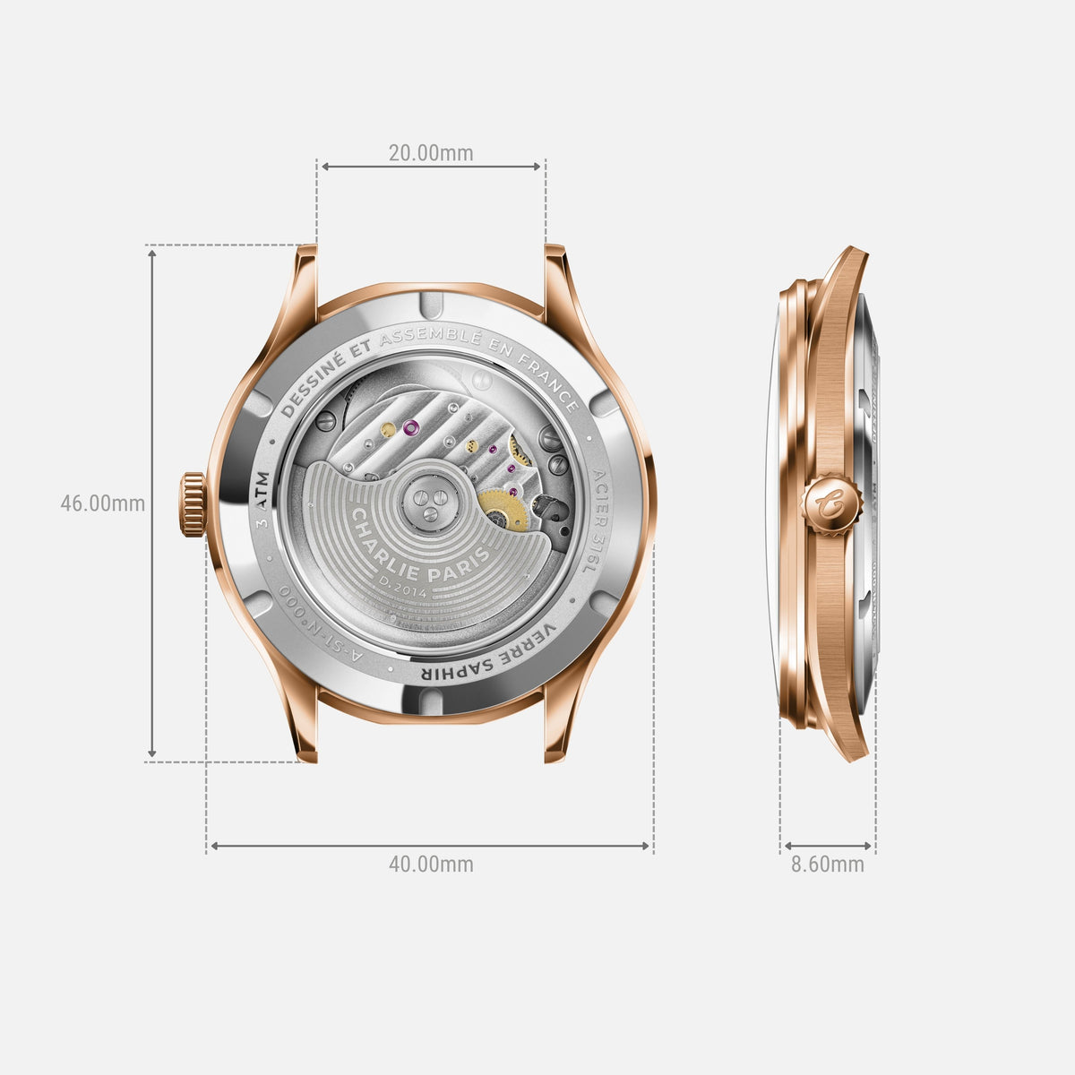 INITIAL - Slim - Doré rose
