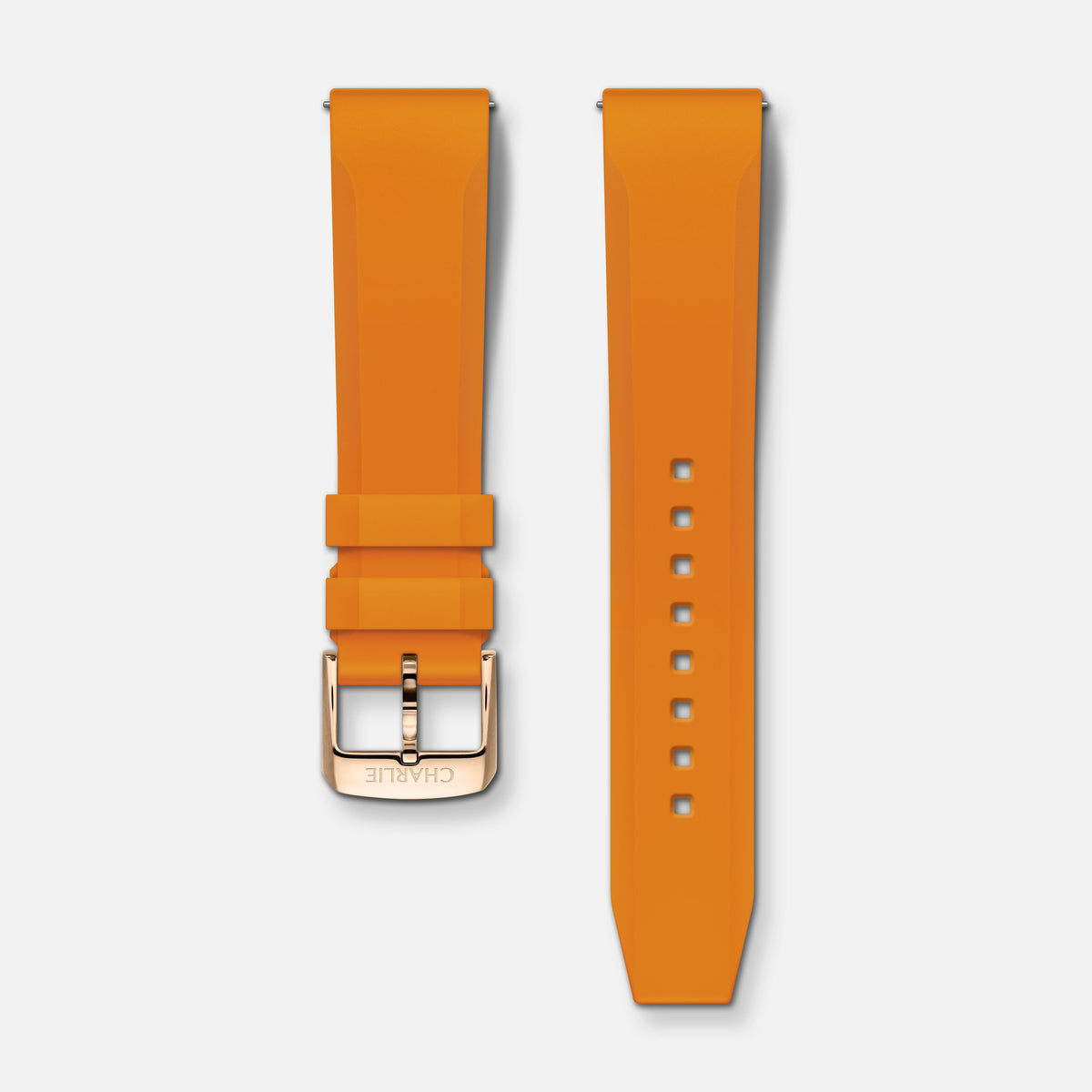 Bracelet caoutchouc orange NBR 20mm Bracelets de montres CHARLIE Doré