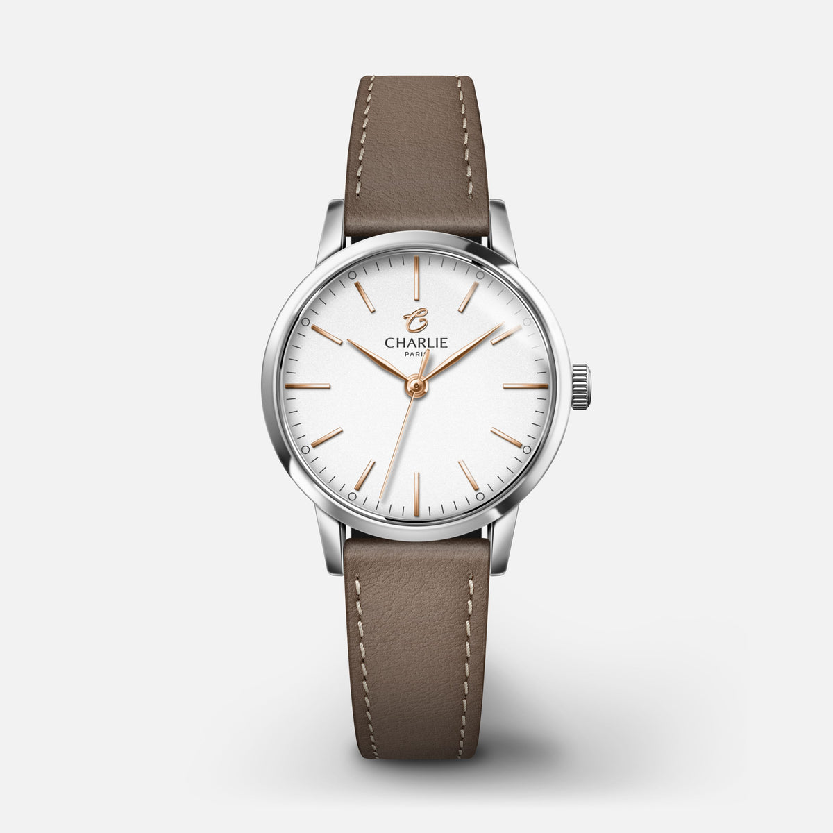 SULLY - Quartz - Acier Montres CHARLIE Cuir taupe