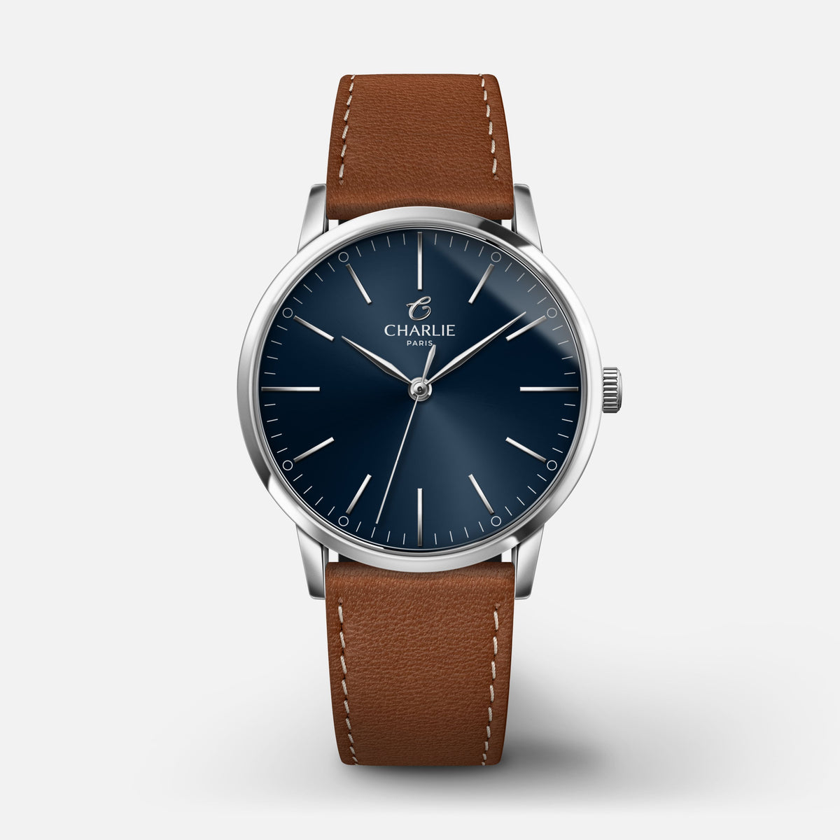 SULLY 35 - Quartz - Acier & bleu Montres CHARLIE Cuir marron