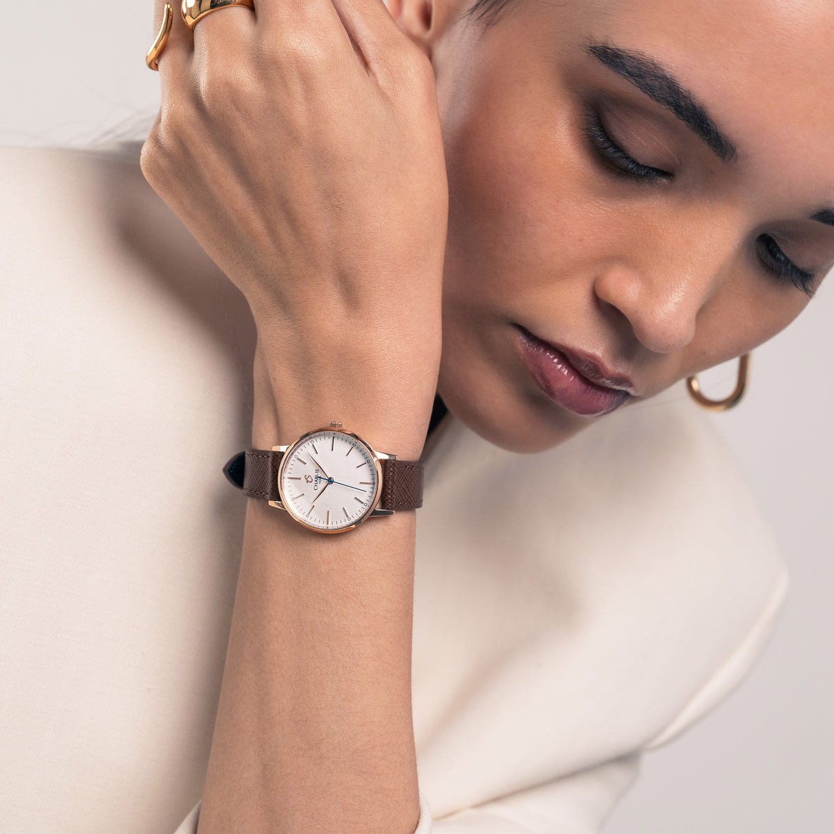 Bracelet cuir saffiano marron 14mm Bracelets de montres CHARLIE